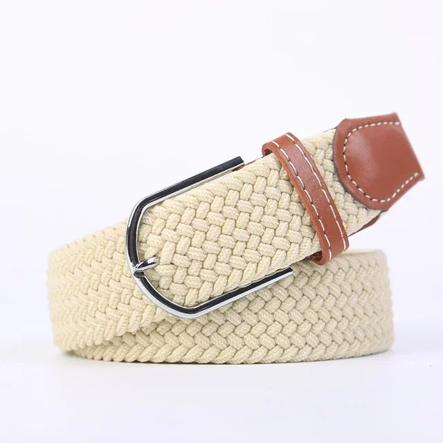 Men's Woven Elastic Belt with D-Ring Buckle