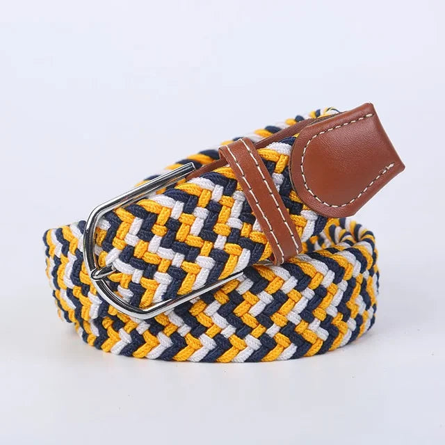 Men's Woven Elastic Belt with D-Ring Buckle