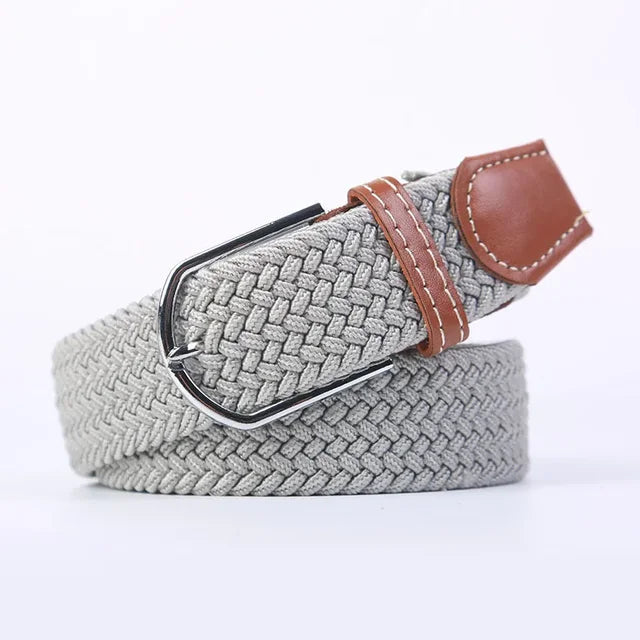 Men's Woven Elastic Belt with D-Ring Buckle