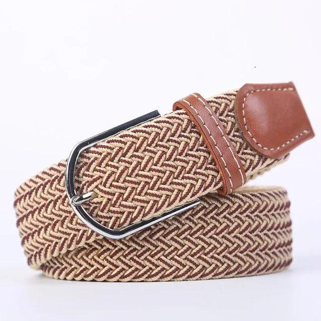 Men's Woven Elastic Belt with D-Ring Buckle
