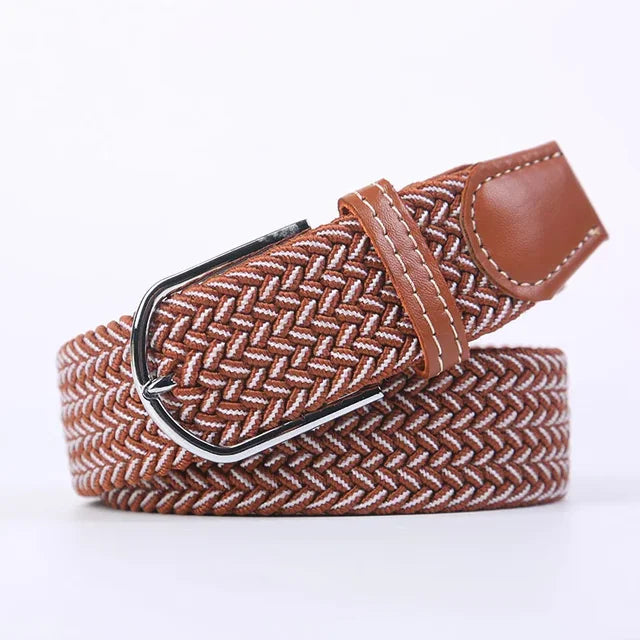 Men's Woven Elastic Belt with D-Ring Buckle