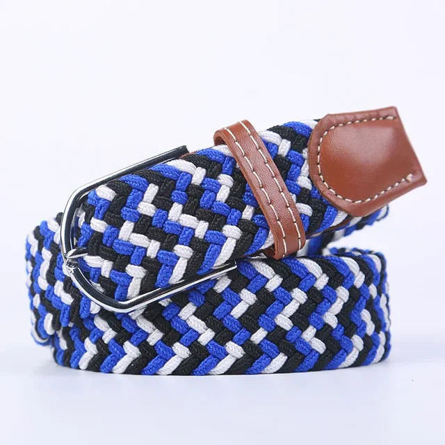 Men's Woven Elastic Belt with D-Ring Buckle