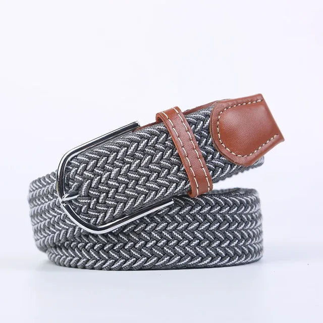 Men's Woven Elastic Belt with D-Ring Buckle
