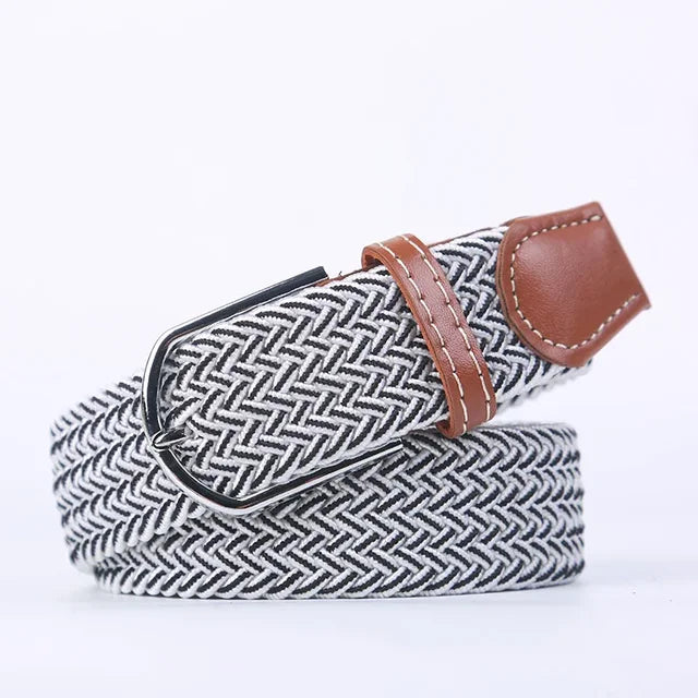 Men's Woven Elastic Belt with D-Ring Buckle