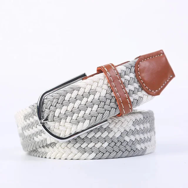 Men's Woven Elastic Belt with D-Ring Buckle