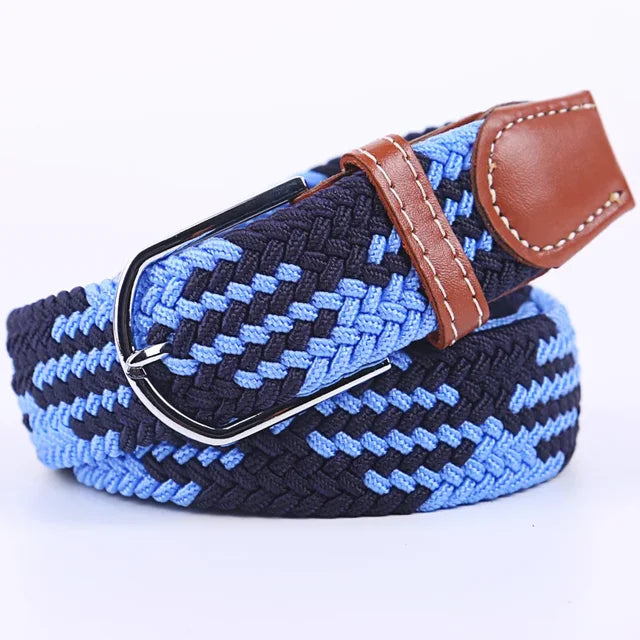 Men's Woven Elastic Belt with D-Ring Buckle