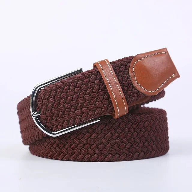 Men's Woven Elastic Belt with D-Ring Buckle