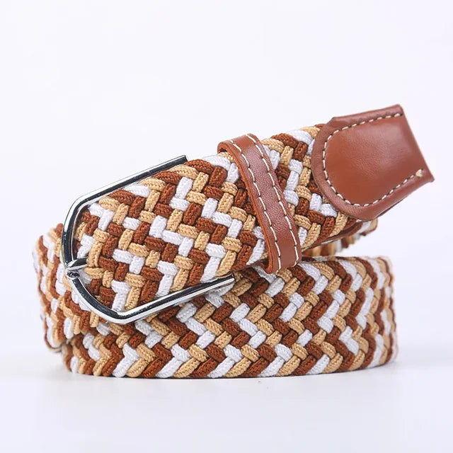 Men's Woven Elastic Belt with D-Ring Buckle