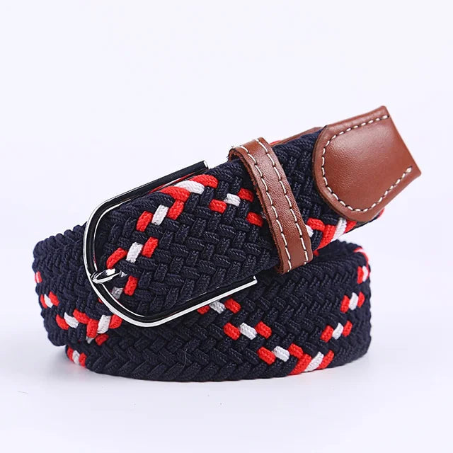 Men's Woven Elastic Belt with D-Ring Buckle