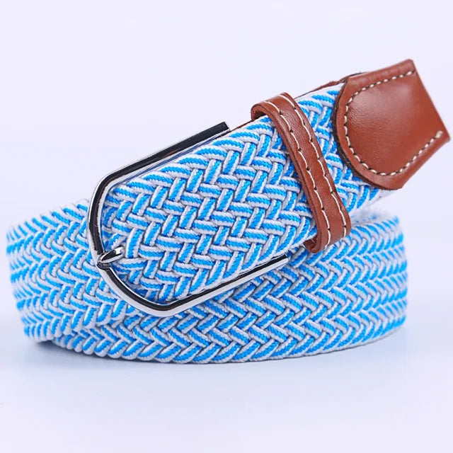 Men's Woven Elastic Belt with D-Ring Buckle
