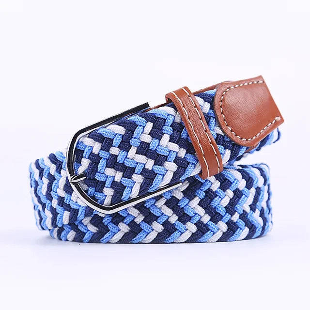 Men's Woven Elastic Belt with D-Ring Buckle