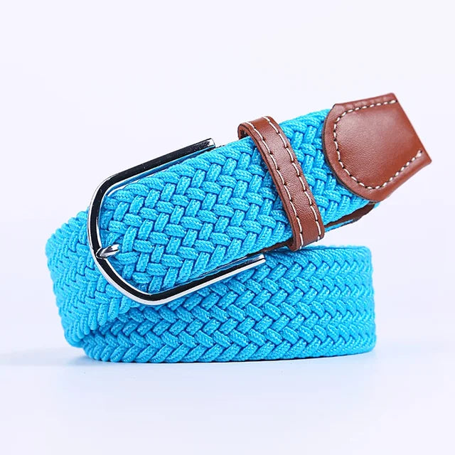 Men's Woven Elastic Belt with D-Ring Buckle