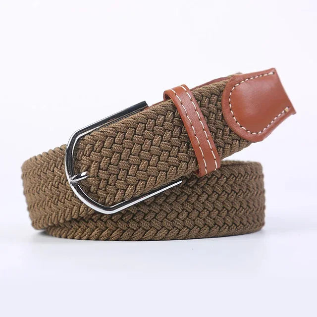 Men's Woven Elastic Belt with D-Ring Buckle