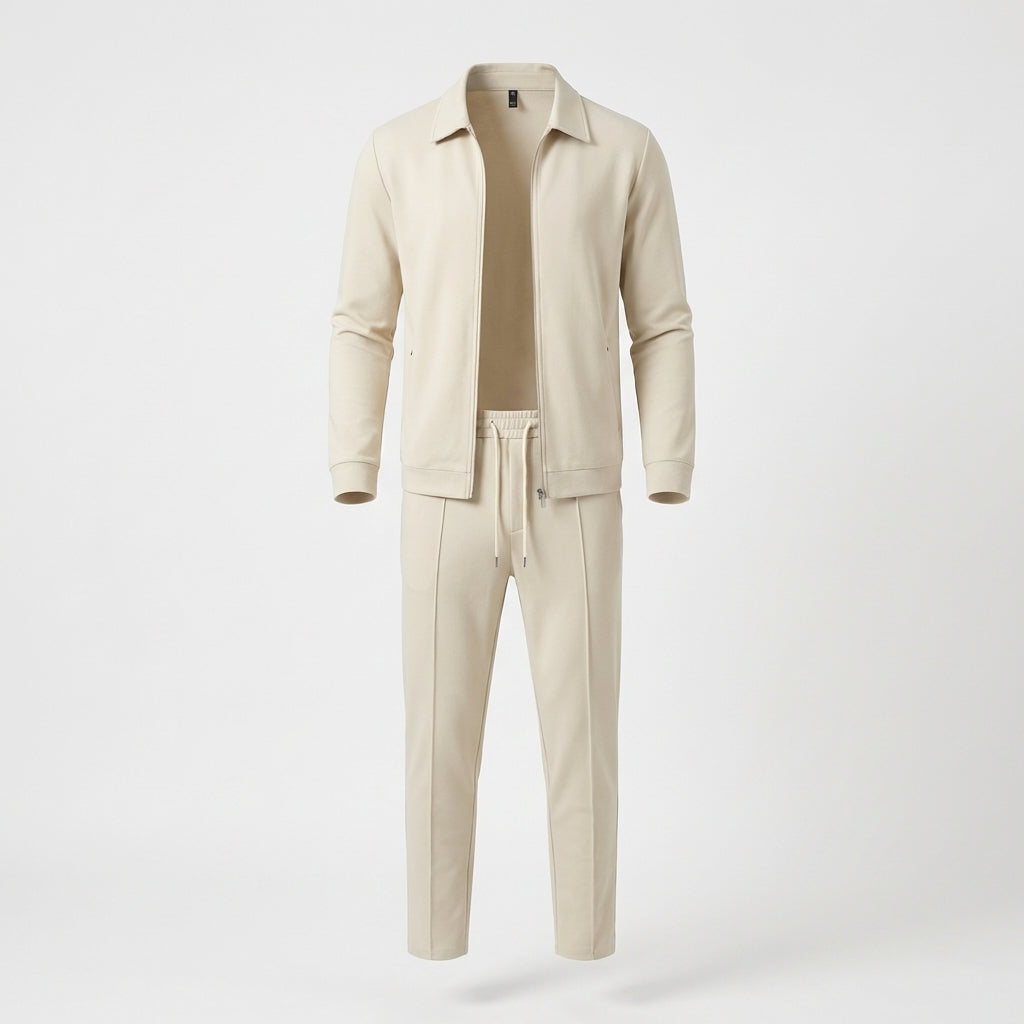 Men's Zip-Up Jacket Suit Set