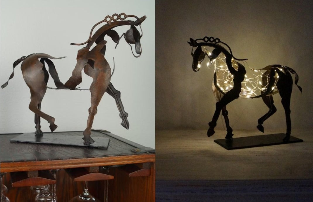 Metal Horse Sculpture - Artisanal Decor