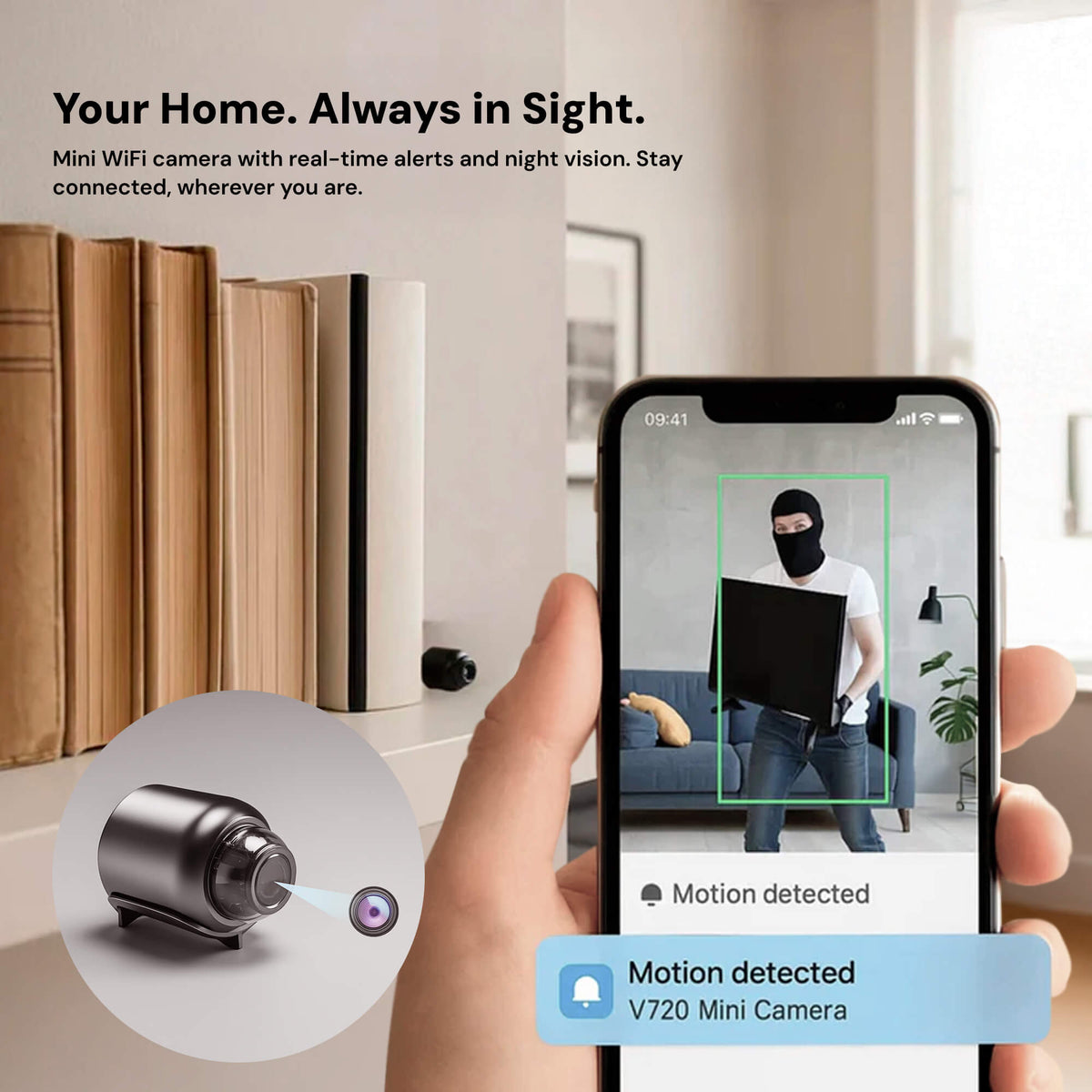 Mini Wireless Hidden Security Camera with Audio for Home Surveillance