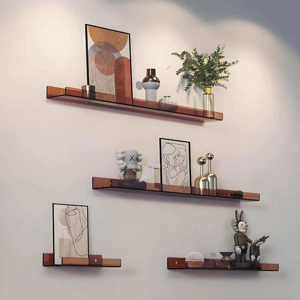 Minimalist Floating Acrylic Wall Shelf for Display and Storage
