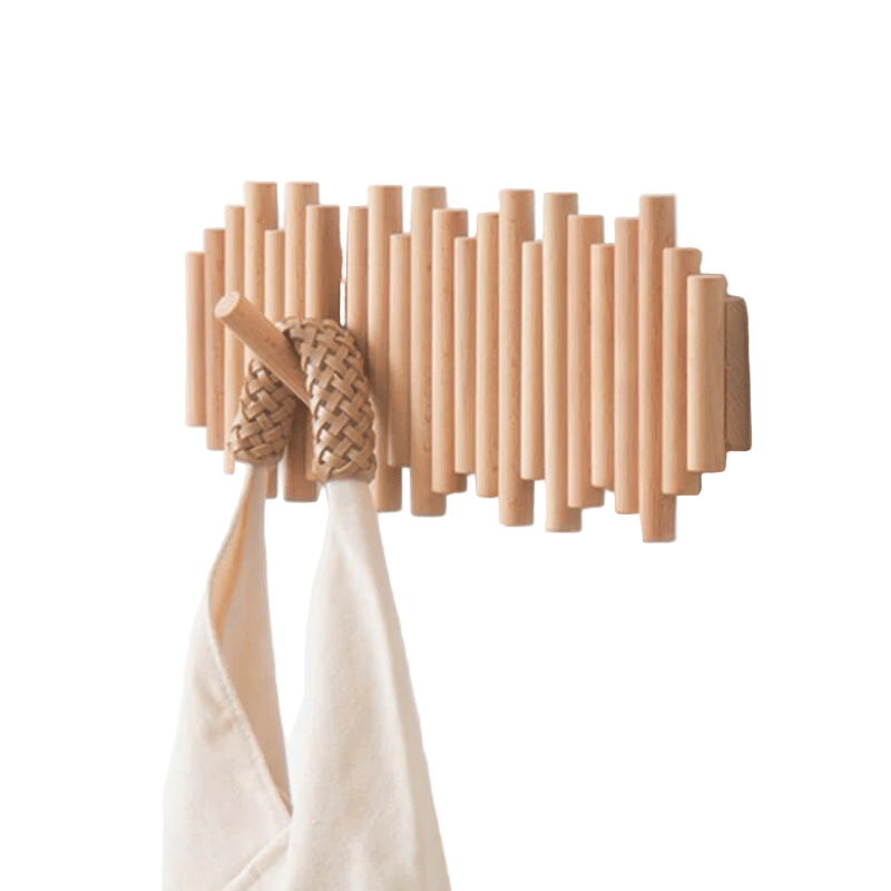 Minimalist Wall-Mounted Wooden Coat Rack