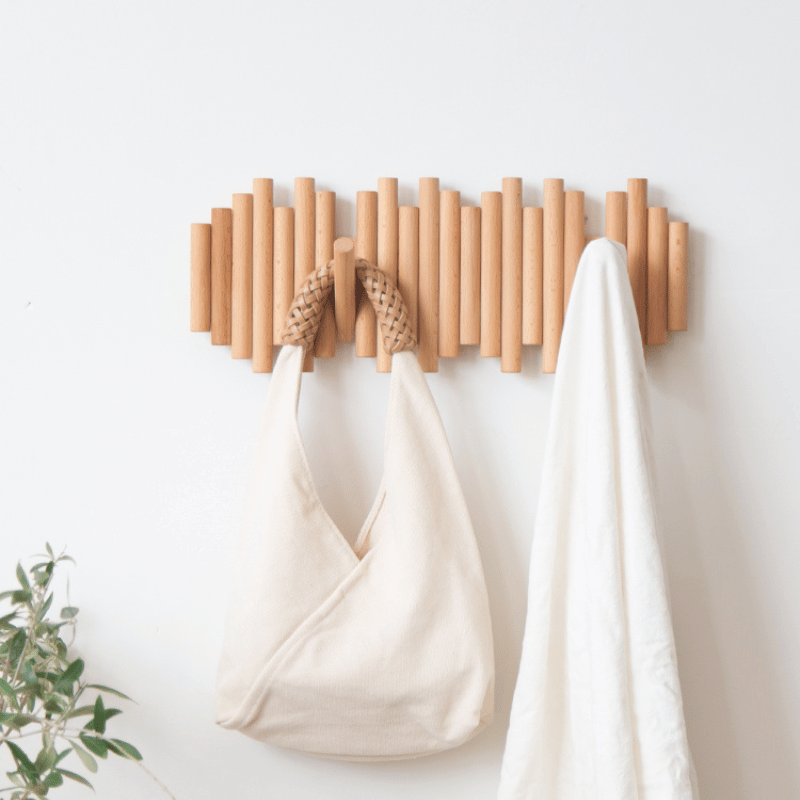 Minimalist Wall-Mounted Wooden Coat Rack