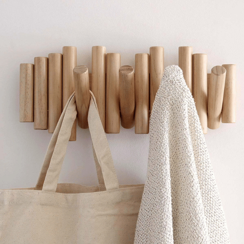 Minimalist Wall-Mounted Wooden Coat Rack