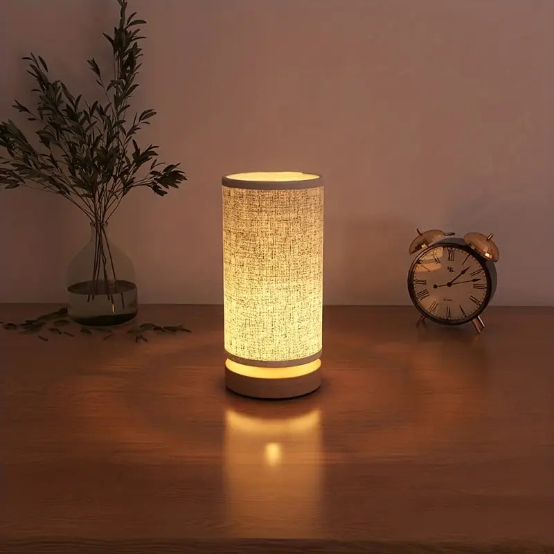 Minimalist Wooden Bedside Lamp with Soft Warm Light