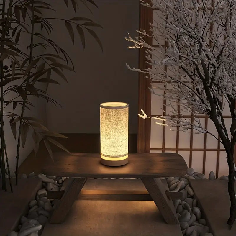 Minimalist Wooden Bedside Lamp with Soft Warm Light