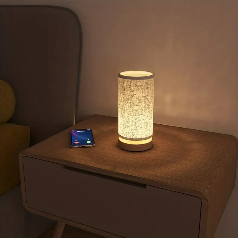 Minimalist Wooden Bedside Lamp with Soft Warm Light