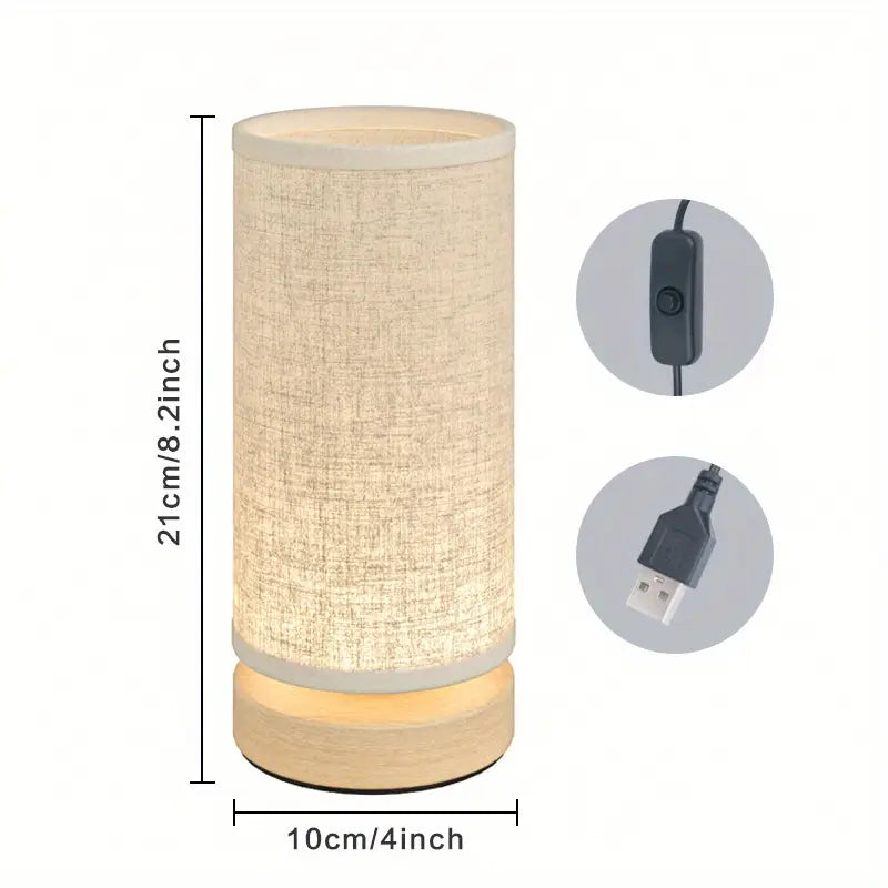 Minimalist Wooden Bedside Lamp with Soft Warm Light