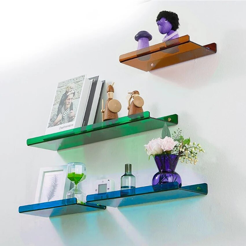Modern Acrylic Floating Wall Shelf for Bathroom Storage