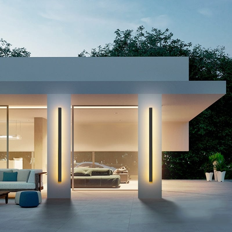 Modern Backlit Aluminum Outdoor Wall Sconce Light
