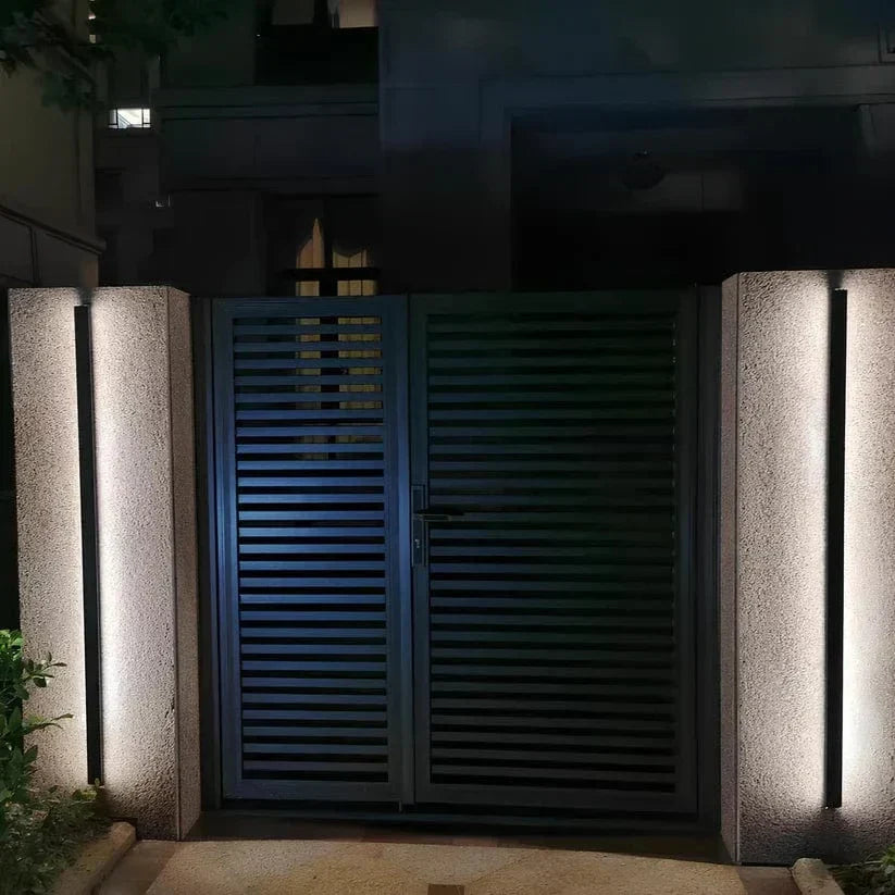 Modern Backlit Aluminum Outdoor Wall Sconce Light