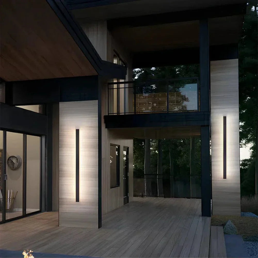 Modern Backlit Aluminum Outdoor Wall Sconce Light