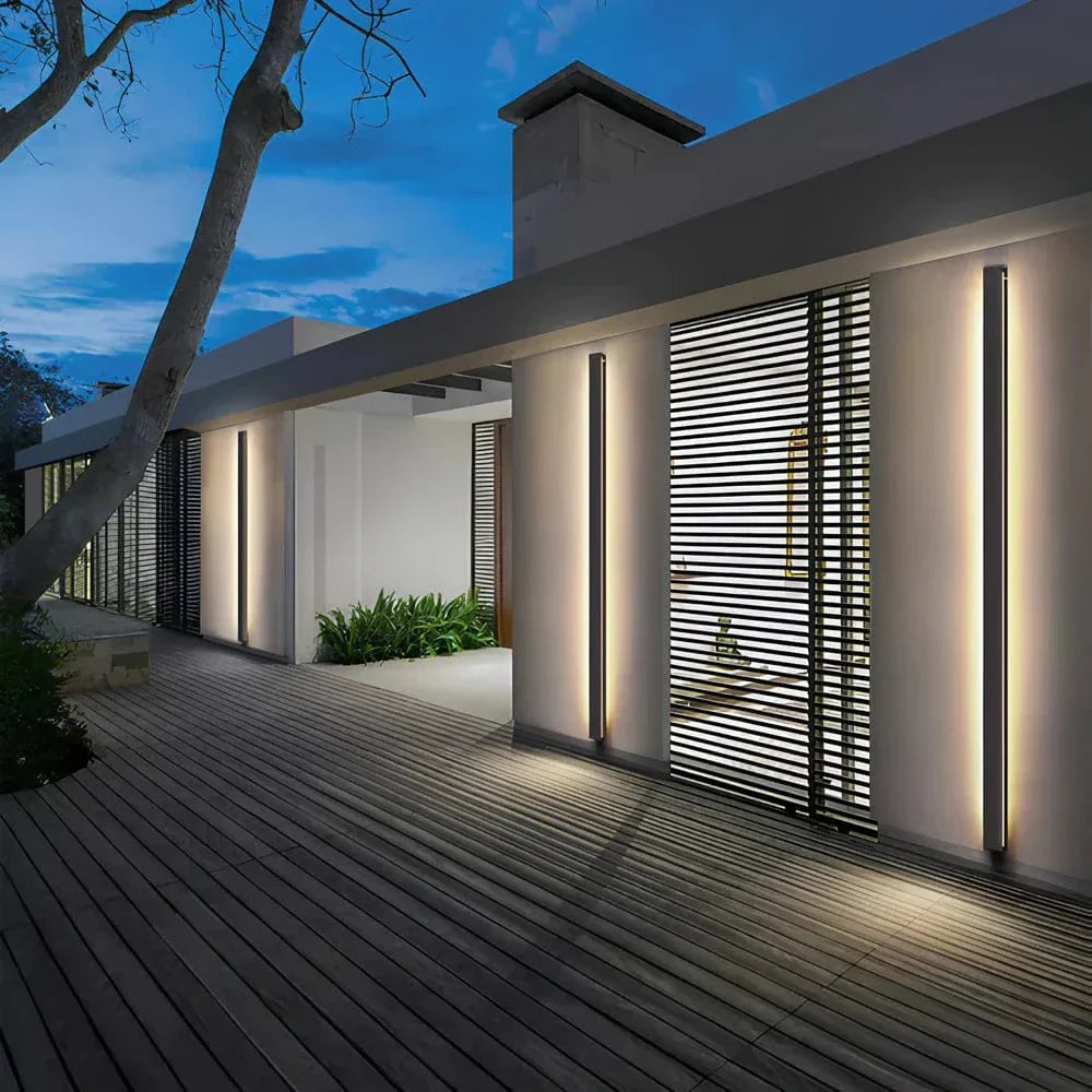 Modern Backlit Aluminum Outdoor Wall Sconce Light