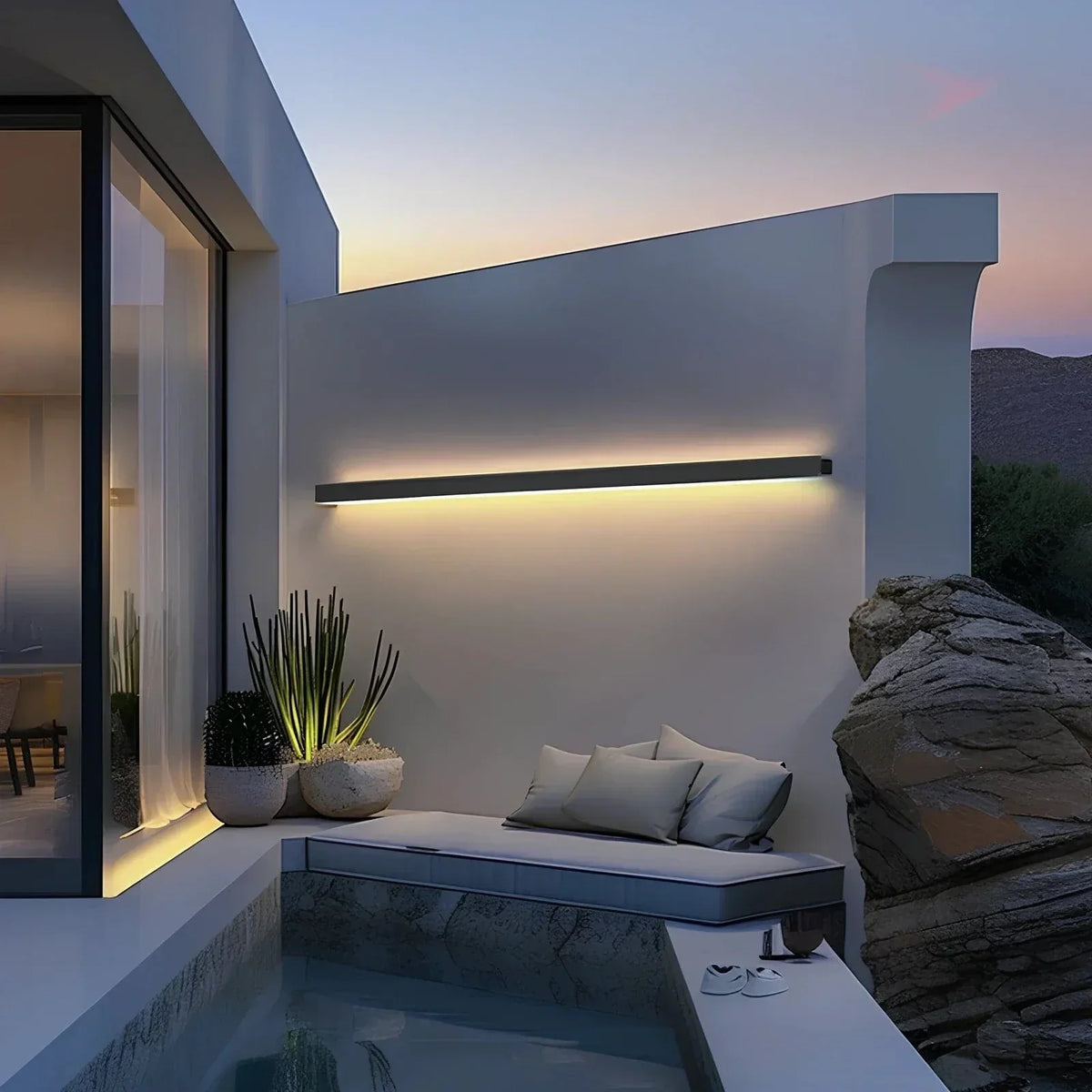 Modern Backlit Aluminum Outdoor Wall Sconce Light