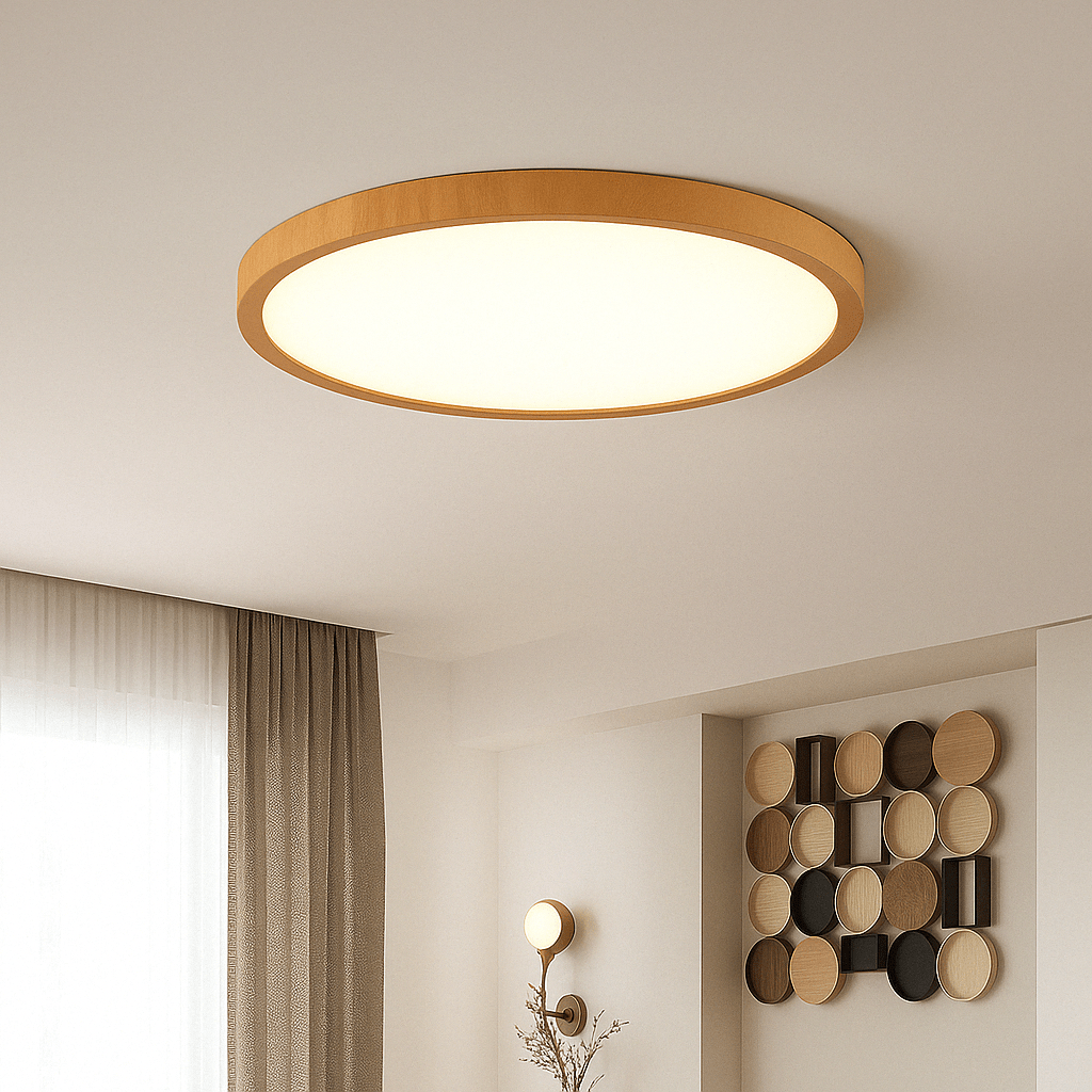 Modern Circular Ultra-Thin Wooden LED Ceiling Light