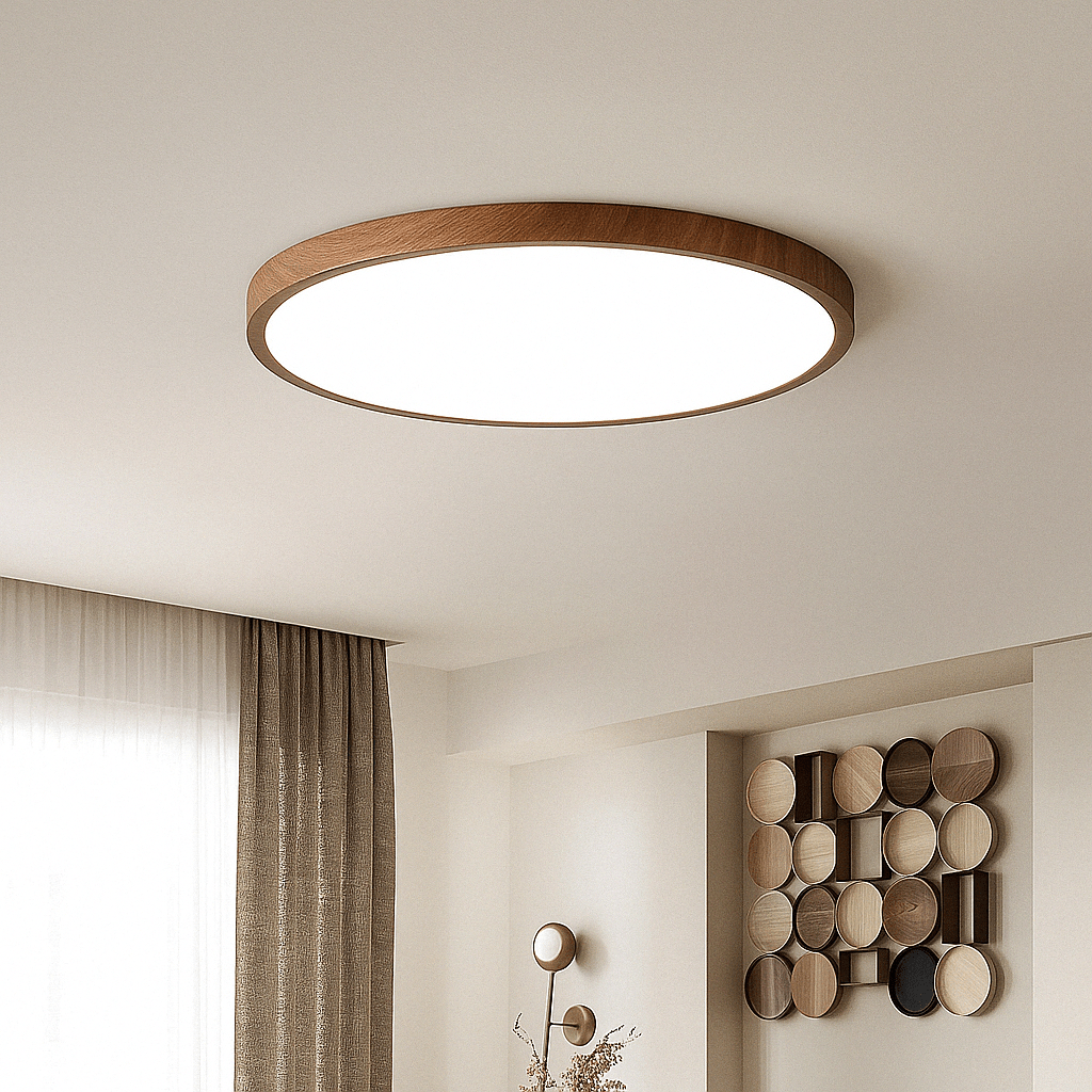 Modern Circular Ultra-Thin Wooden LED Ceiling Light