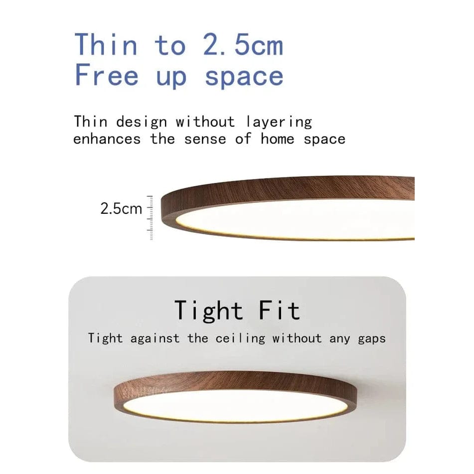 Modern Circular Ultra-Thin Wooden LED Ceiling Light