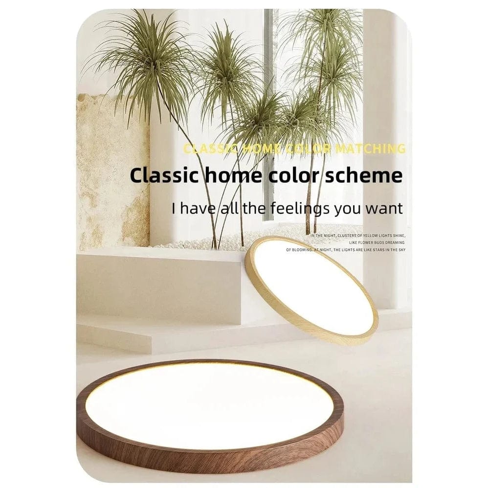 Modern Circular Ultra-Thin Wooden LED Ceiling Light