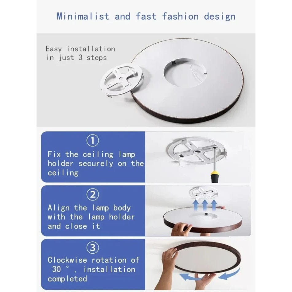 Modern Circular Ultra-Thin Wooden LED Ceiling Light