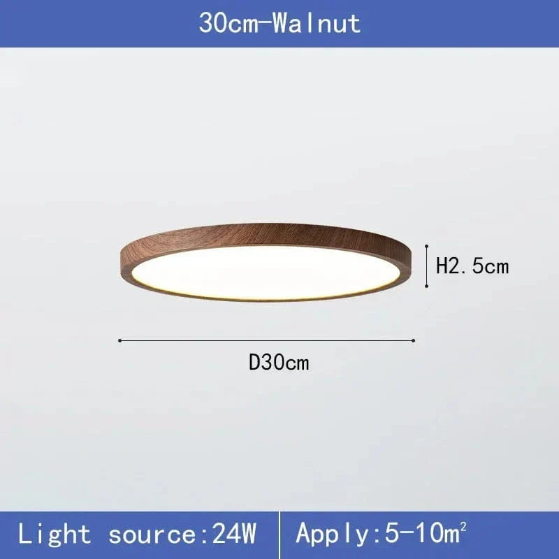Modern Circular Ultra-Thin Wooden LED Ceiling Light