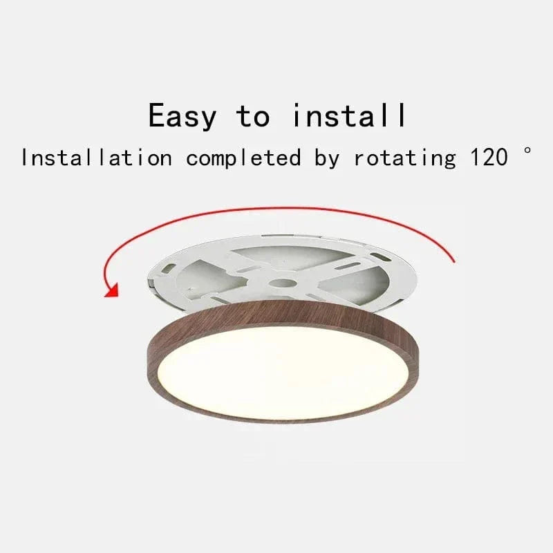 Modern Circular Ultra-Thin Wooden LED Ceiling Light Fixture