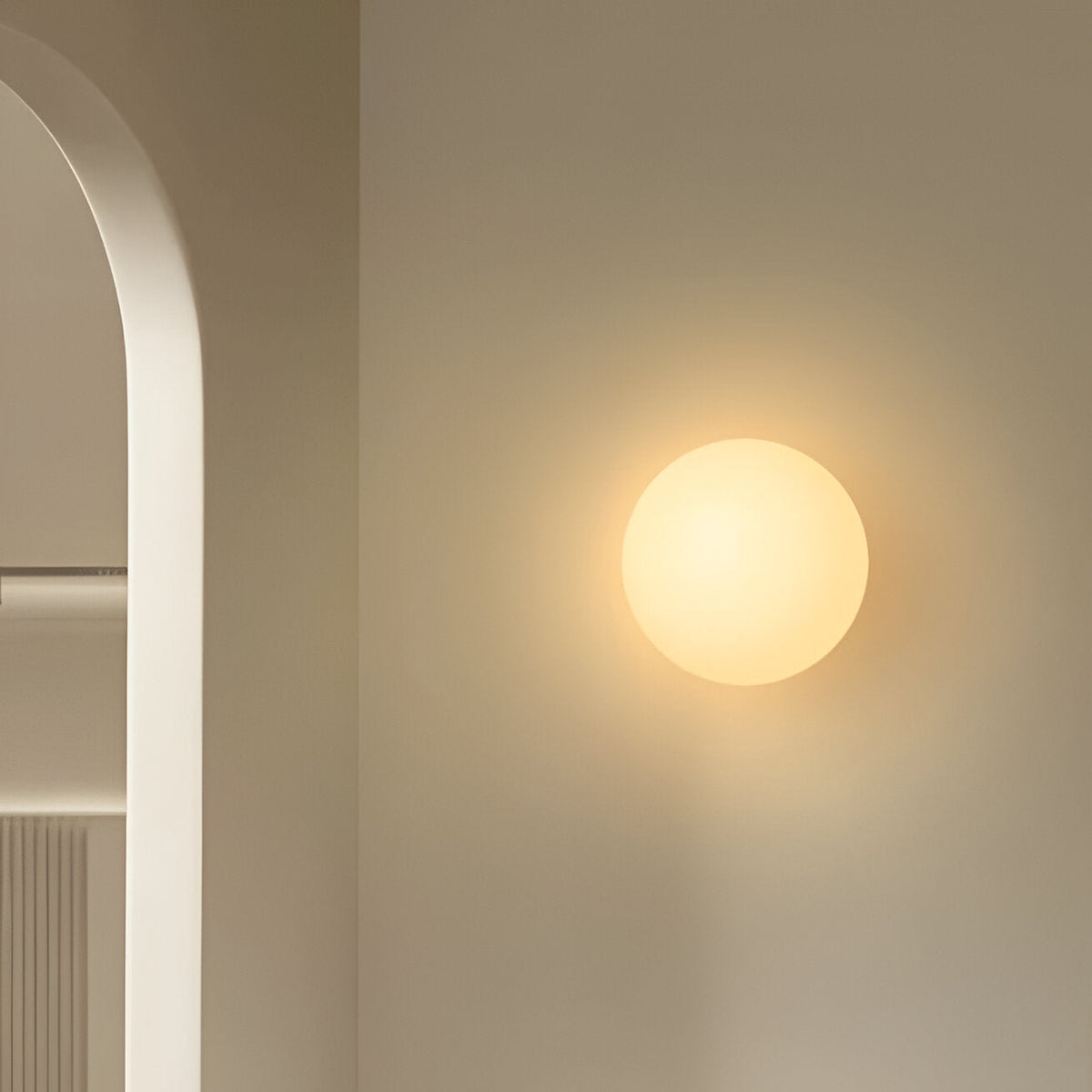 Modern Minimalist Dimmable Round LED Wall Light with Glass Shade