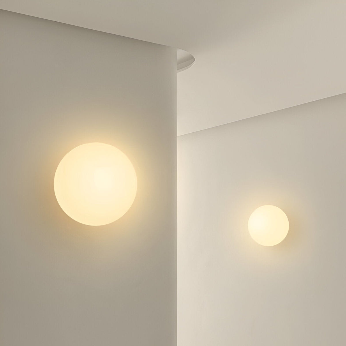 Modern Minimalist Dimmable Round LED Wall Light with Glass Shade