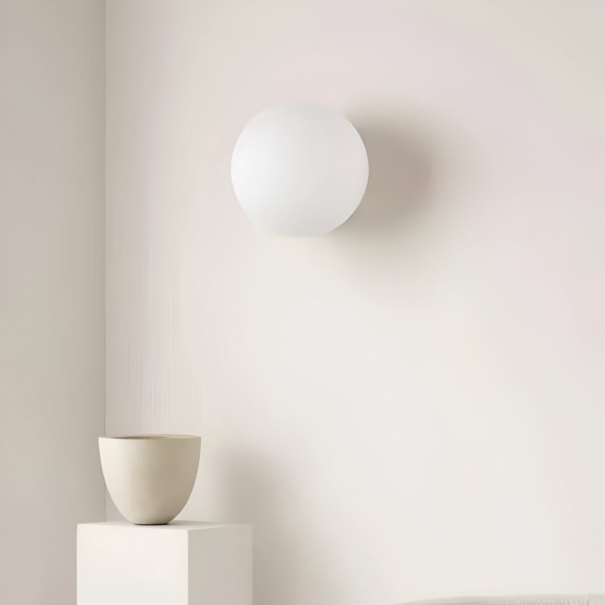 Modern Minimalist Dimmable Round LED Wall Light with Glass Shade
