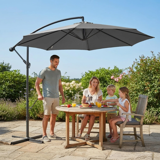 Modern Outdoor Sun Parasol with Easy Crank Mechanism