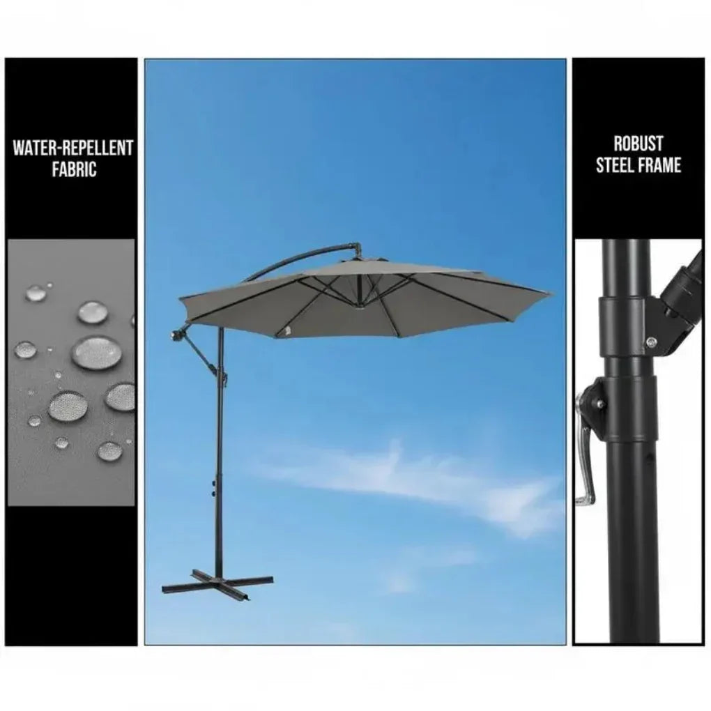 Modern Outdoor Sun Parasol with Easy Crank Mechanism