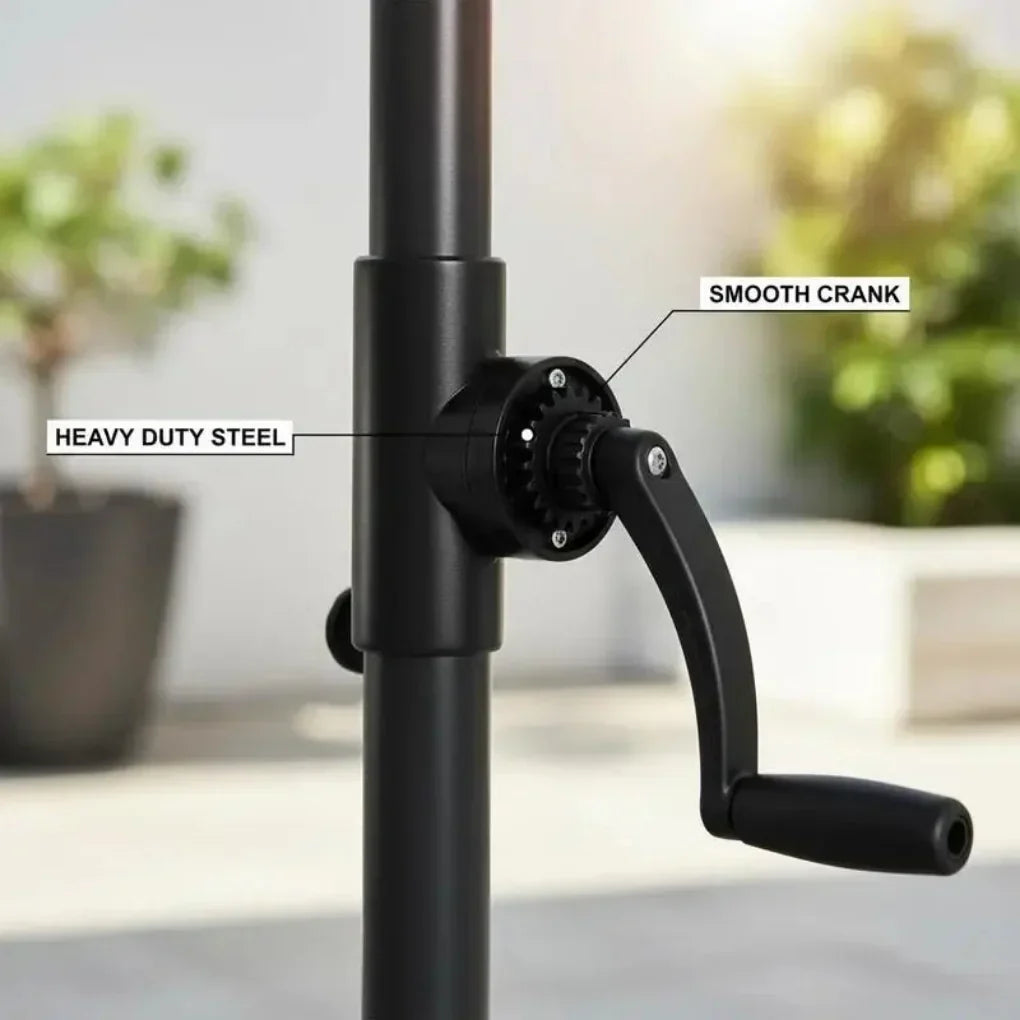 Modern Outdoor Sun Parasol with Easy Crank Mechanism