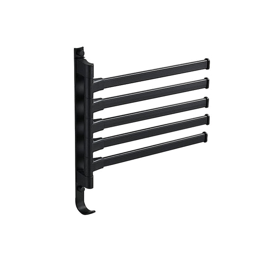 Modern Towel Holder Black - Wall-Mounted 5-Arm Design for Bathroom
