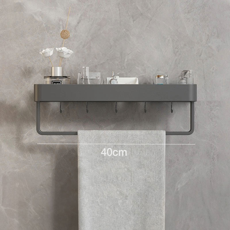 Modern Wall-Mounted Bathroom Rack with Storage Shelf and Towel Bar