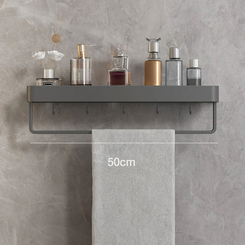Modern Wall-Mounted Bathroom Rack with Storage Shelf and Towel Bar